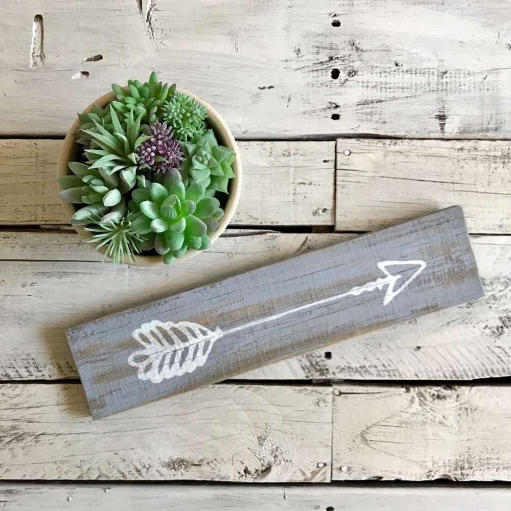 Light Blue Rustic Wood Arrow Sign